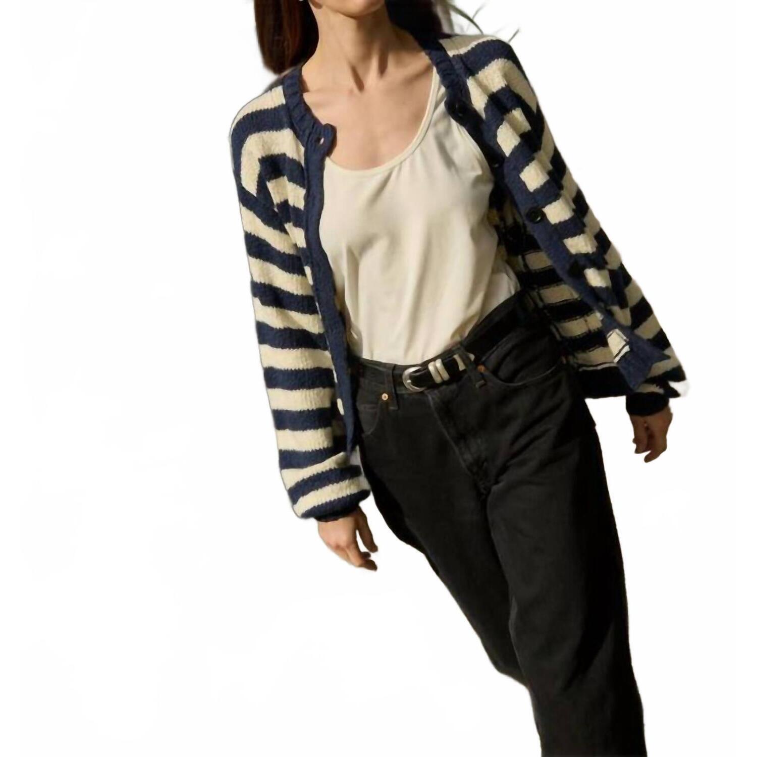 New Nation Ltd Tessa Cardigan In Marine Stripe
